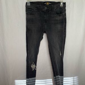 Lucky Brand Black Distressed Skinny Jeans with Zipped Legs